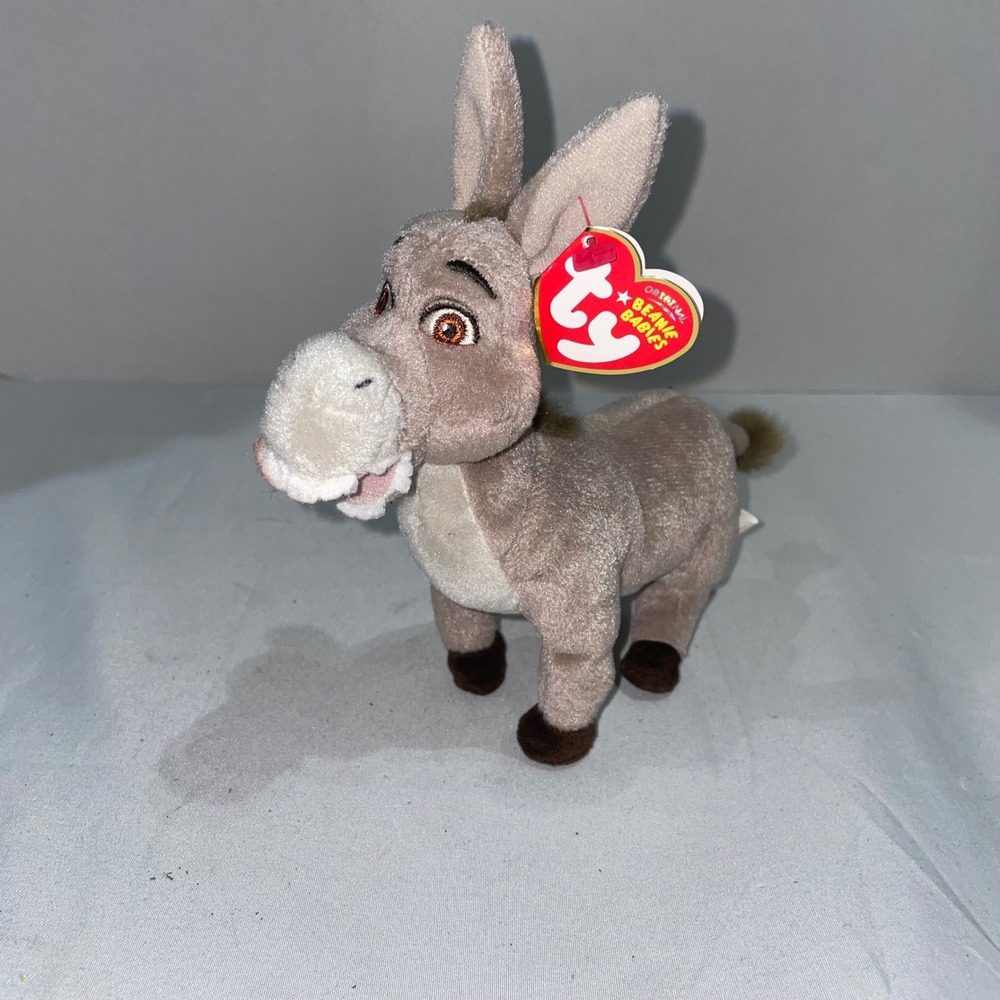 Ty Beanie Babies Shrek the Third Donkey Plush Grey Stuffed Animal 2007 Toy